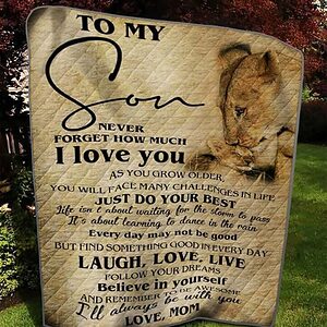 Personalized Lion To My Son From Mom Just Do Your Best Quilt Blanket Great Customized Blanket Gifts For Birthday Christmas Thanksgiving - Twin - Ettee