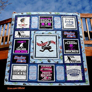 Ice Hockey Mom I Can't She Has Hockey Quilt Blanket - Super King - Ettee