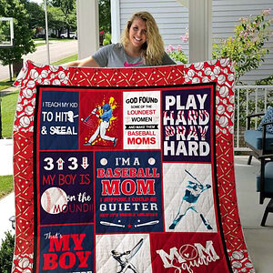 I'm A Baseball Mom Blanket From Son Gifts For Mom Play Hard - Ettee - baseball fan gift