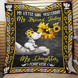 Elephant My Friend Today My Daughter Forever Quilt Blanket Great Customized Gifts For Birthday Christmas Thanksgiving - Super King - Ettee