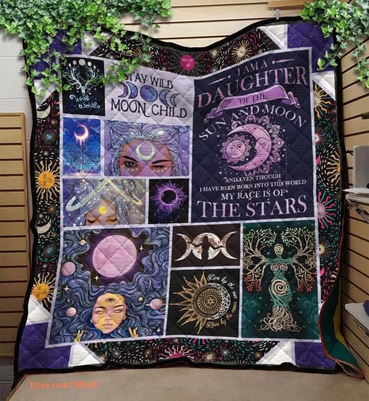 Daughter Of The Sun And Moon Hippie Style Quilt Blanket Great Customized Blanket Gifts For Birthday Christmas Thanksgiving