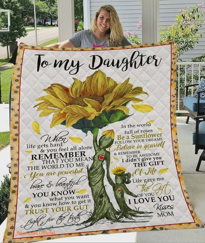 Sunflower Family To My Daughter Quilt Blanket From Mom