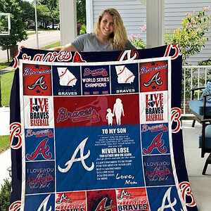 Atlanta Braves.To My Son.Love Mom Quilt Blanket - Twin - Ettee