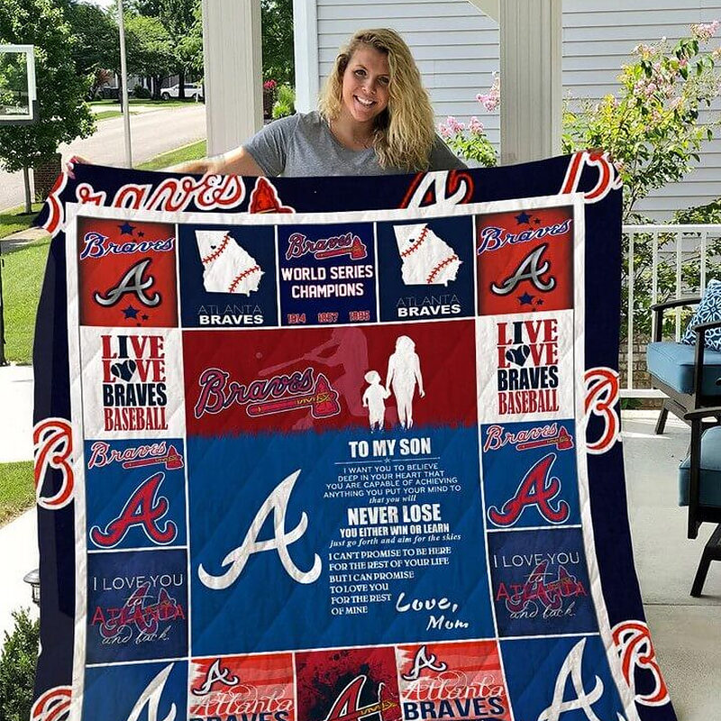 Atlanta Braves.To My Son.Love Mom Quilt Blanket - Ettee - Atlanta Braves