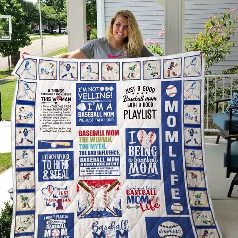 Baseball Mom To My Mom From Son From Daughter Quilt Blanket Great Customized Blanket Gifts For Birthday Christmas Thanksgiving Mother’s Day - Ettee - baseball mom