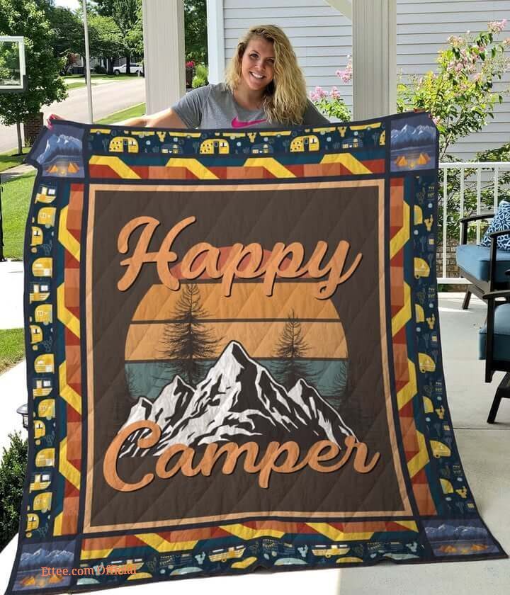 Camping Happy Camper Quilt Blanket Great Customized Blanket Gifts For Birthday Christmas Thanksgiving