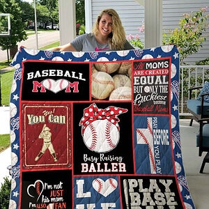 Baseball Mom Busy Raising Baller Quilt Blanket - Super King - Ettee