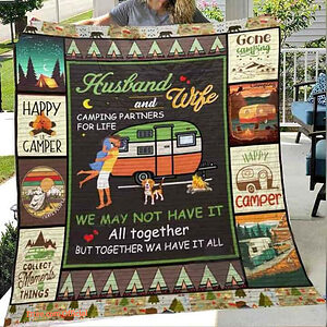 Camping Husband And Wife Camping Partners For Life Quilt Blanket Great Customized Gifts For Birthday Christmas Thanksgiving Wedding Valentine's Day - Twin - Ettee
