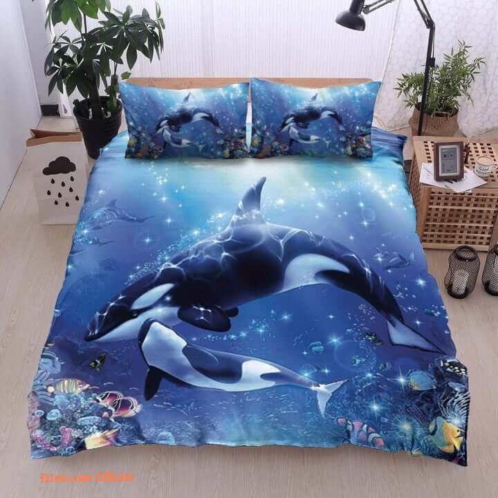 Orca Mom And Baby Cotton Bed Sheets Spread Comforter Duvet Cover Bedding Sets Perfect Gifts For Orca Lover Gifts For Birthday Christmas Thanksgiving