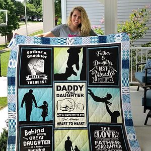 Father And Daughter Best Team There Is Quilt Blanket Great Customized Gifts For Birthday Christmas Thanksgiving Perfect Gifts For Family - Ettee - Best Team