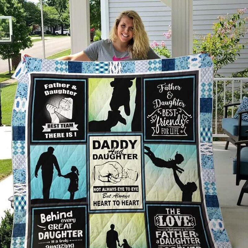Father And Daughter Best Team There Is Quilt Blanket Great Customized Gifts For Birthday Christmas Thanksgiving Perfect Gifts For Family - Ettee - Best Team