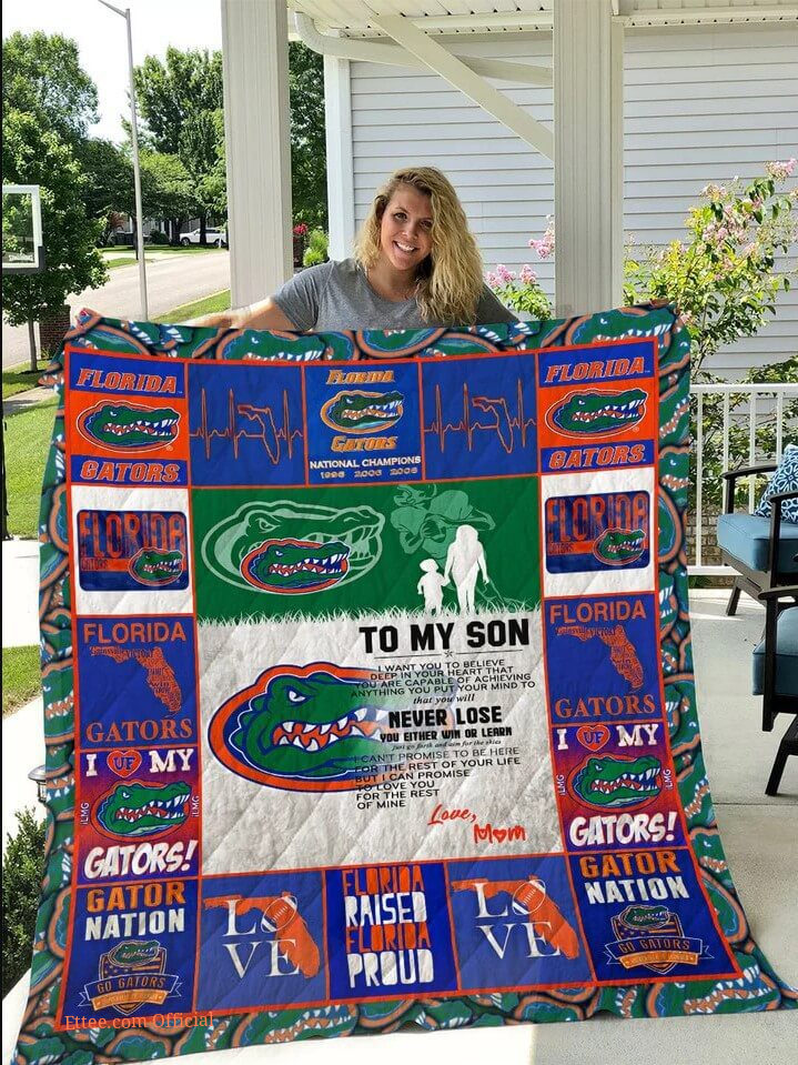 Florida Gators.To My Son.Love Mom Quilt Blanket