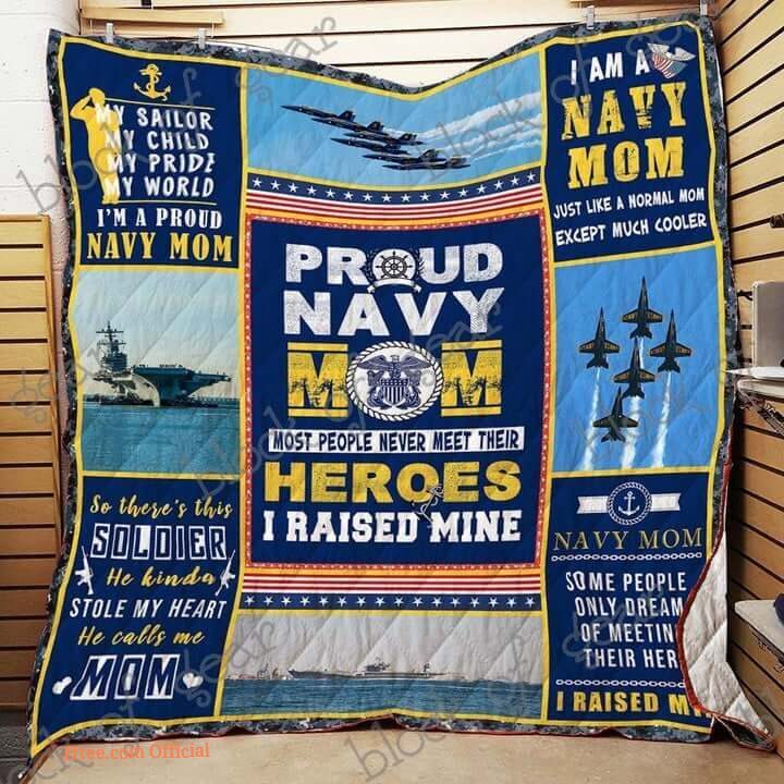 I'm A Navy Mom Just Like A Normal Mom Except Much Cooler Quilt Blanket Great Customized Blanket Gifts For Birthday Christmas Thanksgiving