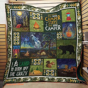 Camping What Happens In The Camper Stays In The Camper Quilt Blanket Great Customized Blanket Gifts For Birthday Christmas Thanksgiving - Twin - Ettee