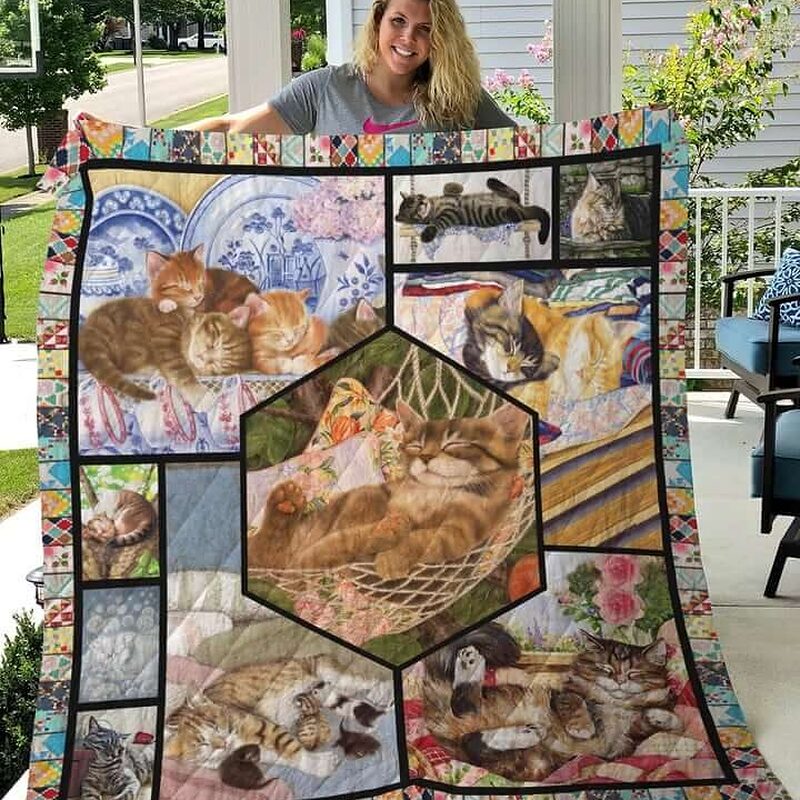 Lovely Cat To My Mom From Daughter From Son Quilt Blanket Great Customized Blanket Gifts For Birthday Christmas Thanksgiving Mother’s Day - Ettee - Birthday
