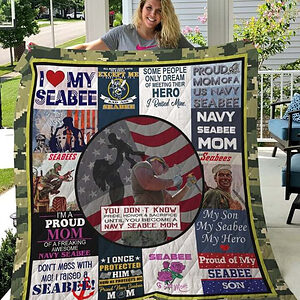 Navy Seabee Mom Blanket From Son Gifts For Mom I'm A Proud Mom Us Military Theme Quilt Blanket - Super King - Ettee