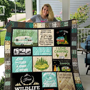 I Am Thankful For Camping Quilt Blanket Great Customized Blanket Gifts For Birthday Christmas Thanksgiving - Twin - Ettee