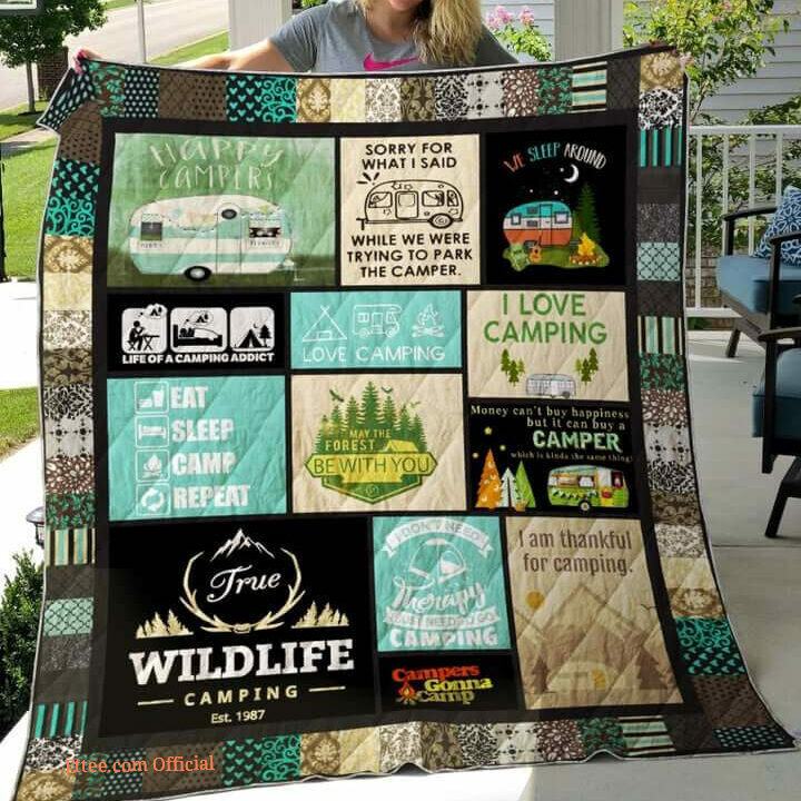 I Am Thankful For Camping Quilt Blanket Great Customized Blanket Gifts For Birthday Christmas Thanksgiving