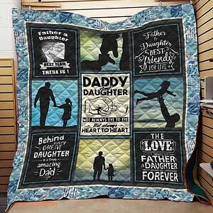Dad And Daughter Behind Every Great Amazing Dad Quilt Blanket - Ettee - amazing dad