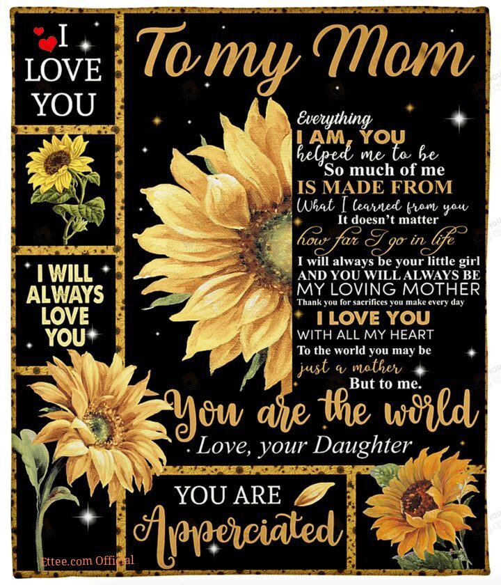 Sunflower To My Mom Quilt Blanket