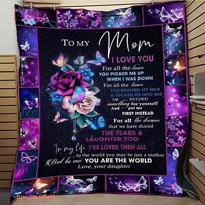 Butterfly To My Mom Quilt Blanket. Luxurious Super Soft Quilt Blanket - Twin - Ettee