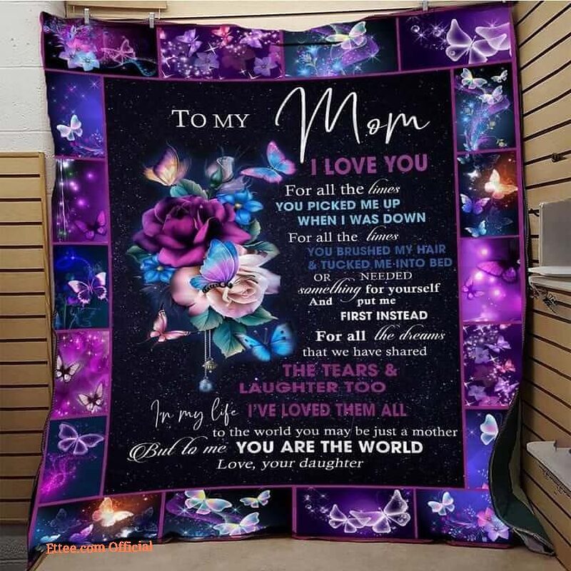 Butterfly To My Mom Quilt Blanket. Luxurious Super Soft Quilt Blanket - Twin - Ettee