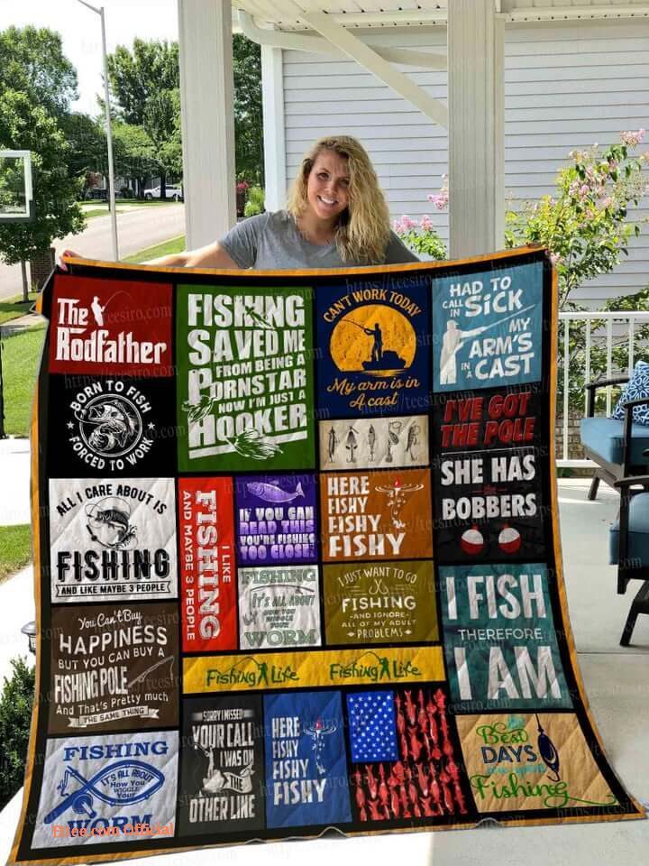 Fishing All I Care About Is Fishing Quilt Blanket Great