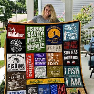 Fishing All I Care About Is Fishing Quilt Blanket Great - Super King - Ettee