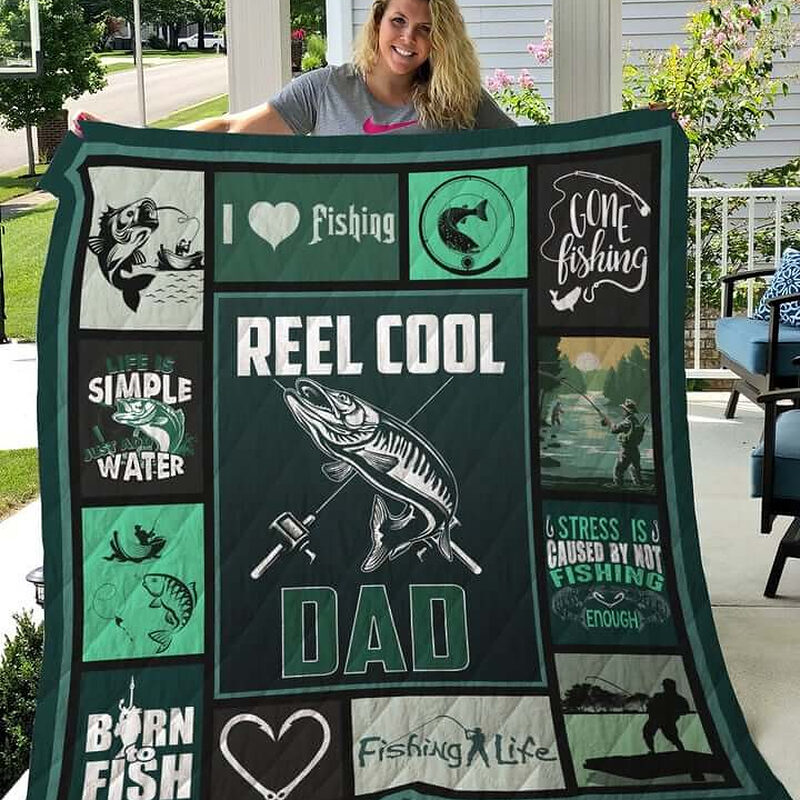 Fishing Dad Born To Fish Quilt Blanket Great Gifts - Super King - Ettee