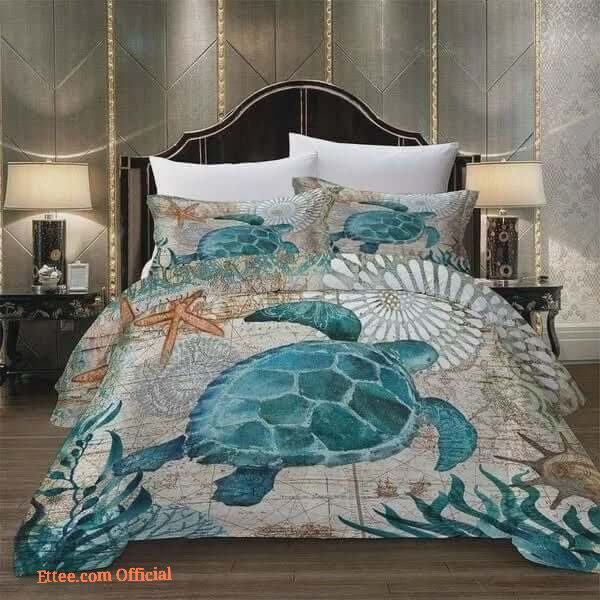 3D Sea Turtle Cotton Bed Sheets Spread Comforter Duvet Cover Bedding Sets