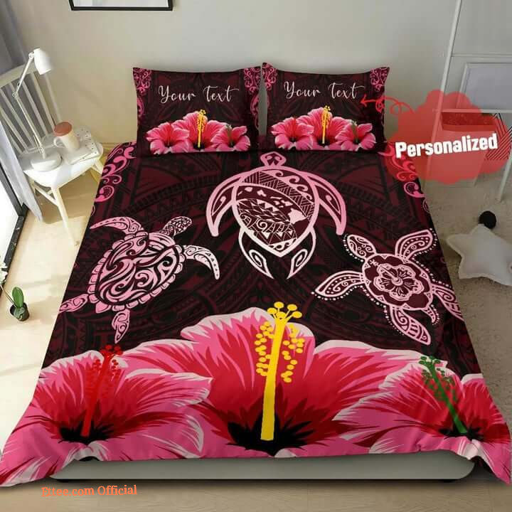 3d Sea Turtle Hibiscus Cotton Bed Sheets Spread Comforter Duvet Cover Bedding Sets