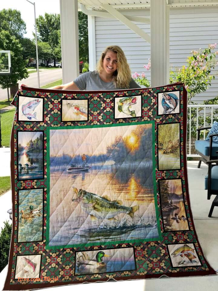 Go Fishing On The Lake Quilt Blanket Great Customized Blanket Gifts