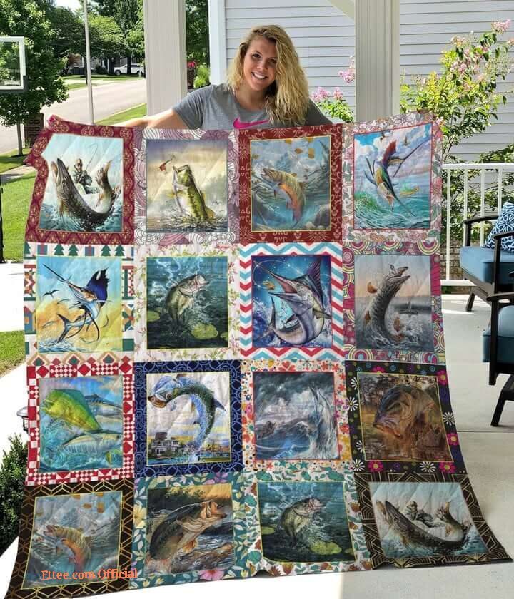 Fishing Paiting Quilt Blanket Great Gifts  For Fishing Lover