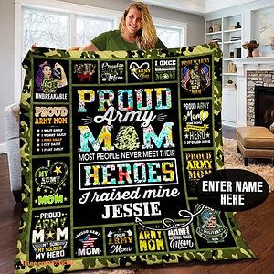 Proud Army Mom To My Son From Mom Quilt Blanket Great Customized Blanket - Super King - Ettee
