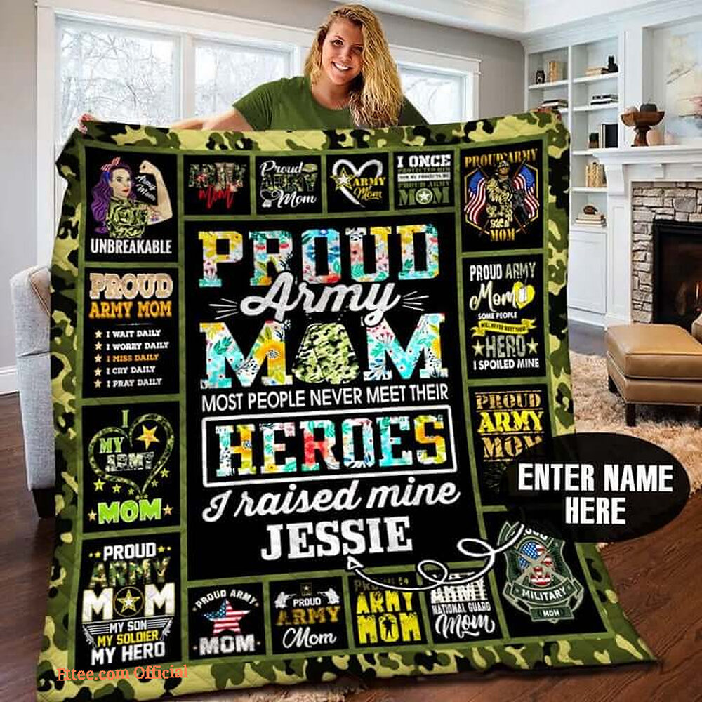 Proud Army Mom To My Son From Mom Quilt Blanket Great Customized Blanket - Super King - Ettee