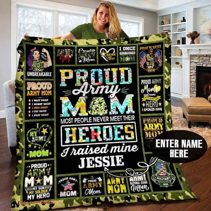 Proud Army Mom To My Son From Mom Quilt Blanket Great Customized Blanket