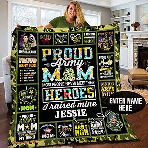 Proud Army Mom To My Son From Mom Quilt Blanket Great Customized Blanket - Ettee - Army Mom Gift