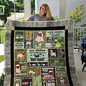 Pug Dog Pug You Very Much Pug Mom Quilt Blanket Great Customized Blanket - Super King - Ettee