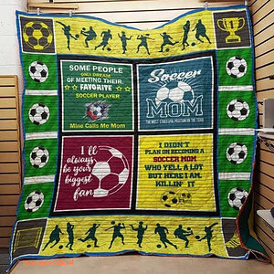 Soccer Mom Blanket From Son Daughter Gifts For Mother Soccer Player Mine Calls Me Mom Quilt Blanket Great Customized Blanket - Super King - Ettee