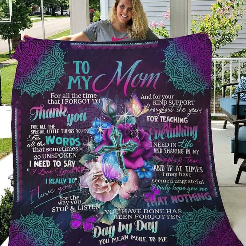 To My Mom Quilt Blanket Thank You For All The Special Little Things You Do Great Customized Blanket - Super King - Ettee