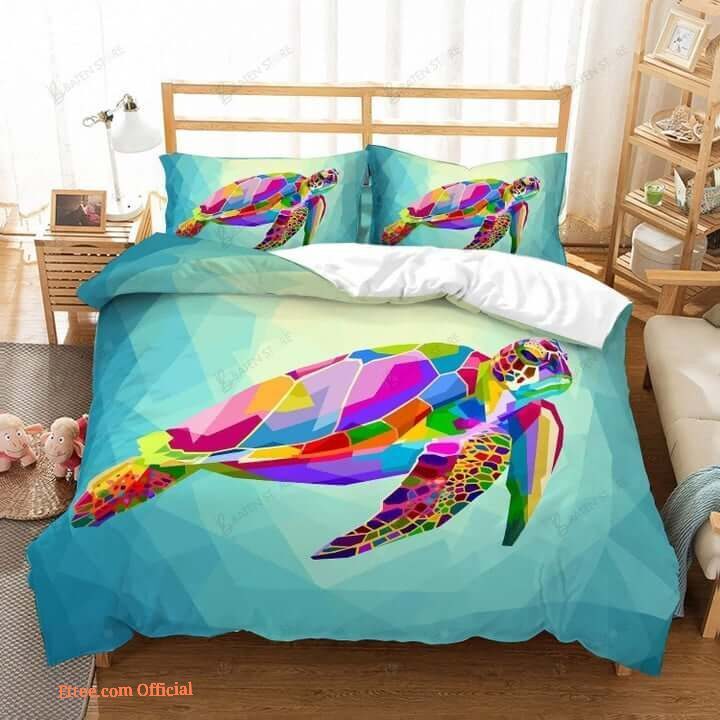 Purple Rainbow Colored Sea Turtle Bed Sheets Duvet Cover Bedding Set Great Gifts For Birthday Christmas Thanksgiving
