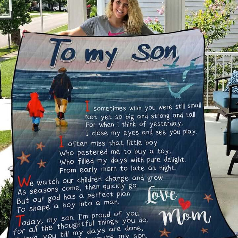 To My Son Quilt Blanket From Mom We Watch Our Children Change And Grow Great Customized Blanket - Super King - Ettee