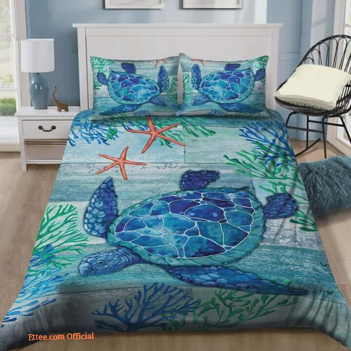 Sea Turtle In The Ocean Cotton Bed Sheets Spread Comforter Duvet Cover Bedding Sets