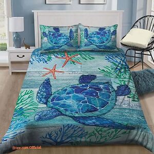 Sea Turtle In The Ocean Cotton Bed Sheets Spread Comforter Duvet Cover Bedding Sets1 - King - Ettee