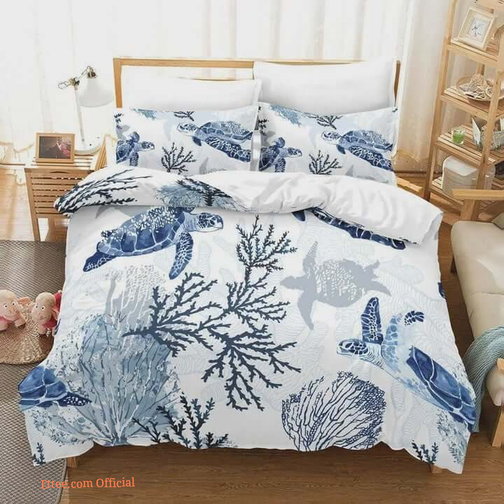 Sea Turtle In The Ocean Cotton Bed Sheets Spread Comforter Duvet Cover Bedding Sets1