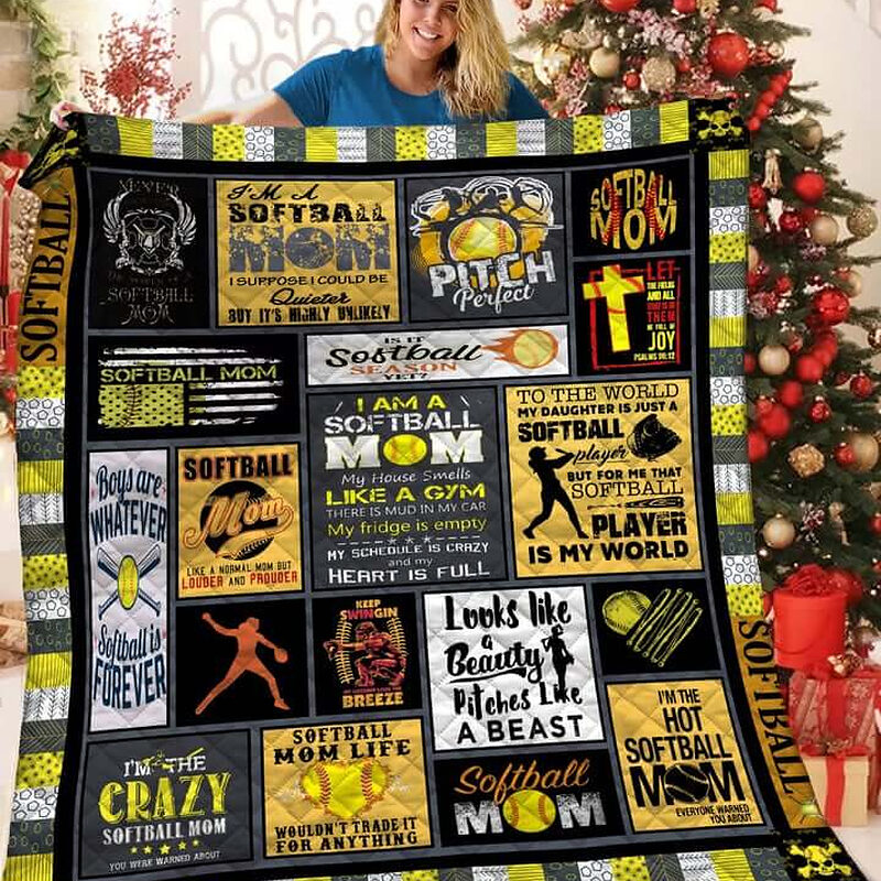 I'm The Crazy Softball Mom Quilt Blanket Great - Super King - Ettee