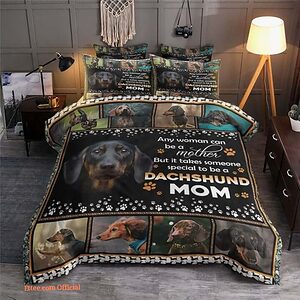 To Be A Dachshund Mom Cotton Bed Sheets Spread Comforter Bedding Sets - King - Ettee