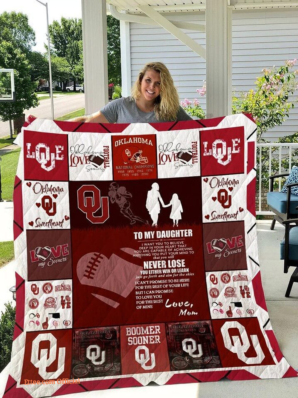 Oklahoma Sooners – To My Daughter – Love Mom Quilt Blanket - Super King - Ettee