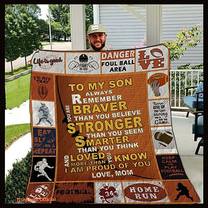 Americna Football To My Son From Mom You Are Braver Quilt Blanket Great - Super King - Ettee
