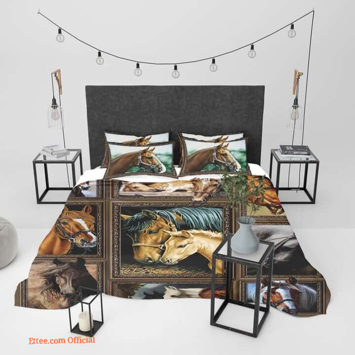Horse Family Cotton Bed Sheets Spread Comforter Duvet Cover Bedding Sets